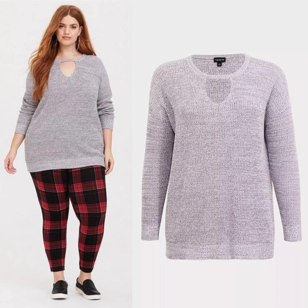 TORRID Marl Keyhole Tunic Top Sweater Grey Gray Size 2 2X - Picture 2 of 14